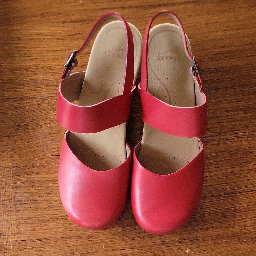 Dansko Women's Red Leather Mules